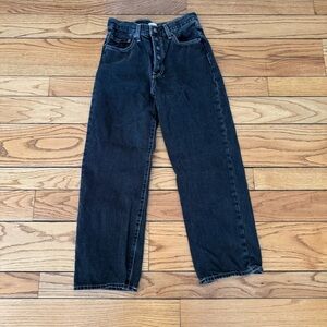 Levi’s Ribcage straight ankle Sz28 100% cotton snap close Black Denim Jeans